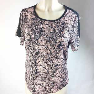 Olivia Moon Career Blouse Sz large pink black